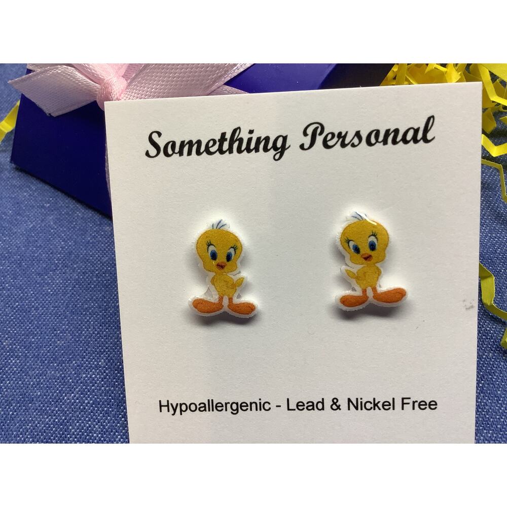 Tweety Bird - Looney Tunes Inspired Post Earrings - Gift Boxed - Chibi Cute